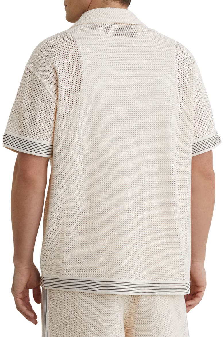 Aliso Open Knit Camp Shirt, Alternate, color, OFF WHITE