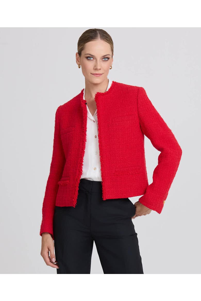 Pauline Cropped Wool Blend Boucle Jacket, Alternate, color, Poppy Red