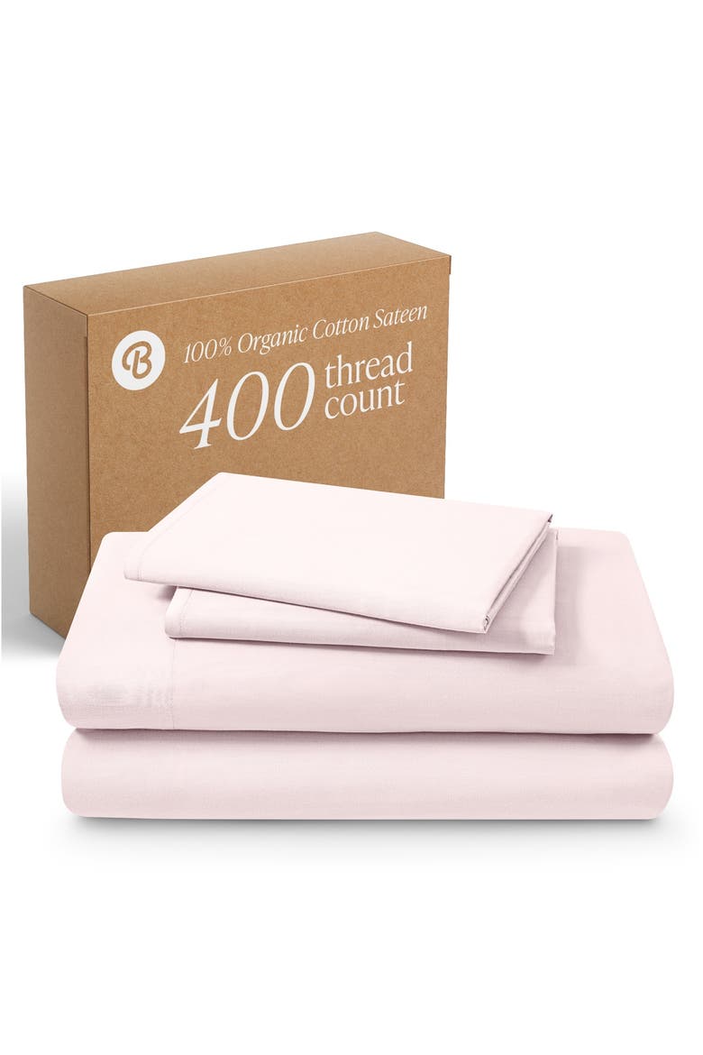 400 Thread Count Organic Cotton Sateen Sheet Set, Main, color, Dusty Pink