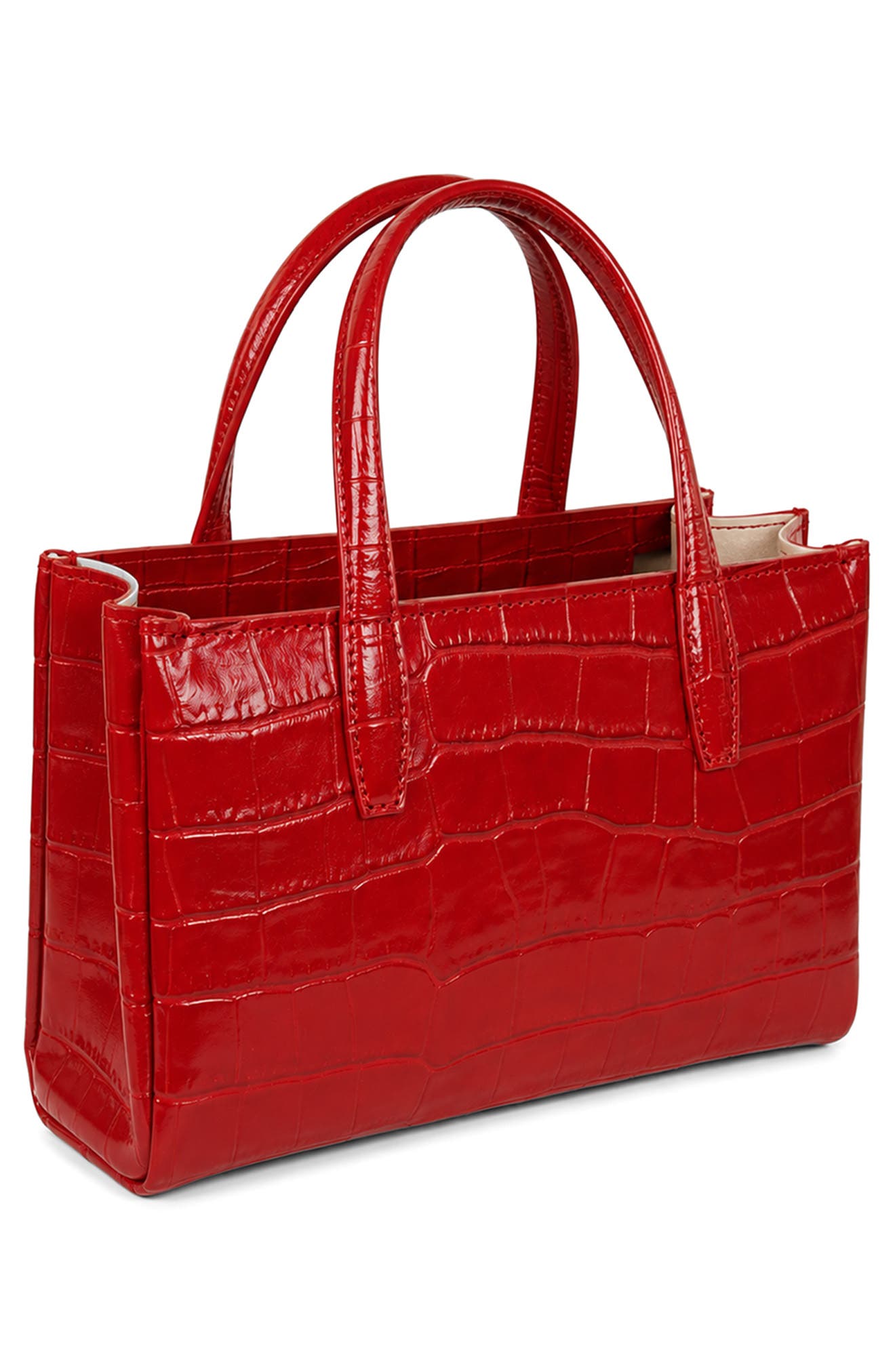 Violetta Croc Embossed Leather Shoulder Bag, Alternate, color, BURGUNDY