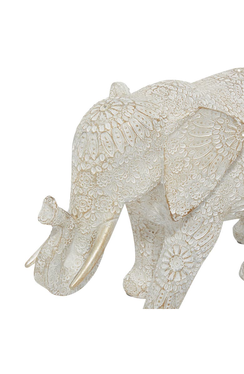 GINGER BIRCH STUDIO White Polystone Eclectic Elephant Sculpture, Alternate, color,