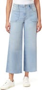 Kensie High Waist Raw Hem Crop Wide Leg Jeans