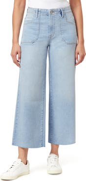 Kensie High Waist Raw Hem Crop Wide Leg Jeans
