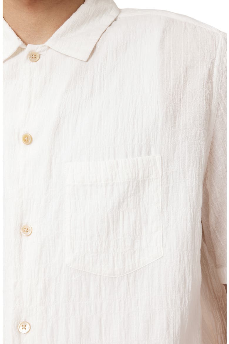 Walton Short Sleeve Stretch Cotton Seersucker Button-Up Shirt, Alternate, color, OFF WHITE
