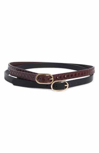 Linea Pelle Set of 2 Oval Buckle Faux Leather Belts