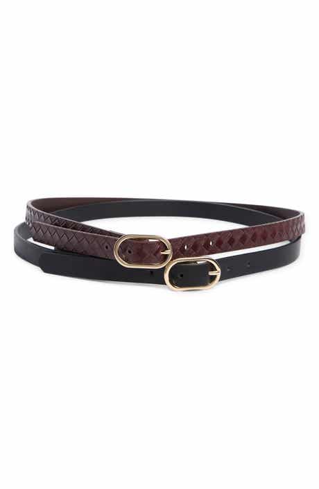 Linea Pelle Set of 2 Oval Buckle Faux Leather Belts