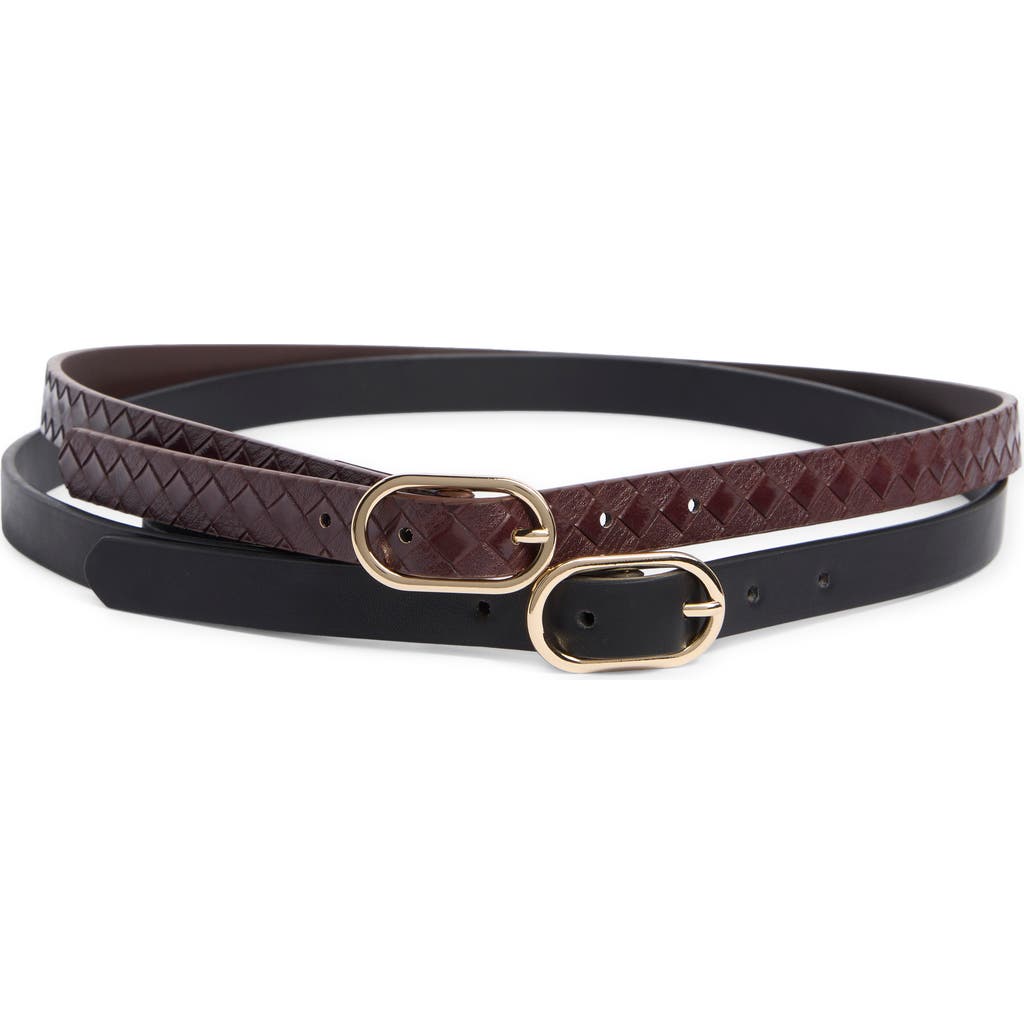Linea Pelle Set Of 2 Oval Buckle Faux Leather Belts In Multi