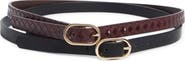 Linea Pelle Set of 2 Oval Buckle Faux Leather Belts