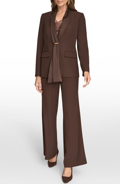 Donna Karan New York Mixed Media One-button Blazer In Brown