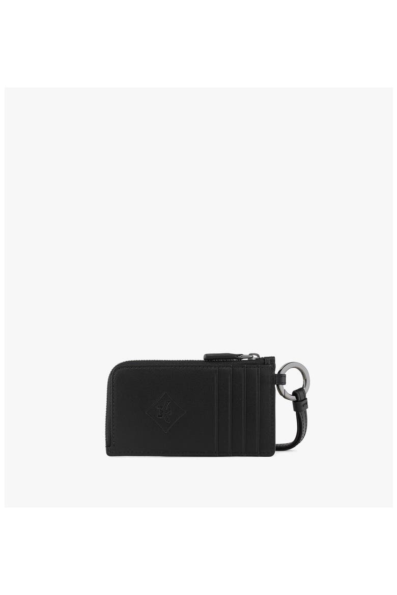 Aren Card Pouch in Embossed Monogram Leather, Alternate, color, Black