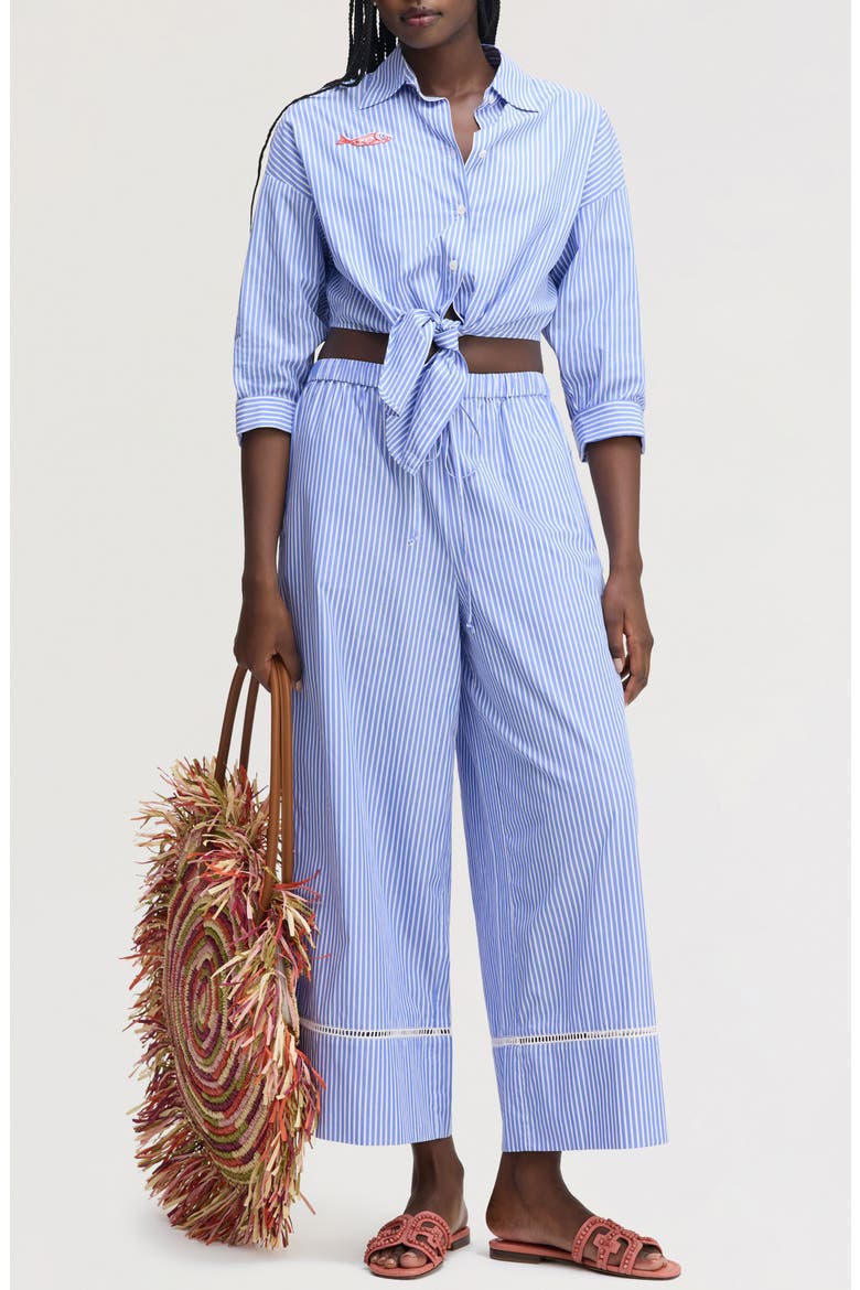 Stripe Cotton Button-Up Shirt, Alternate, color, PERIWINKLE SHIRTING