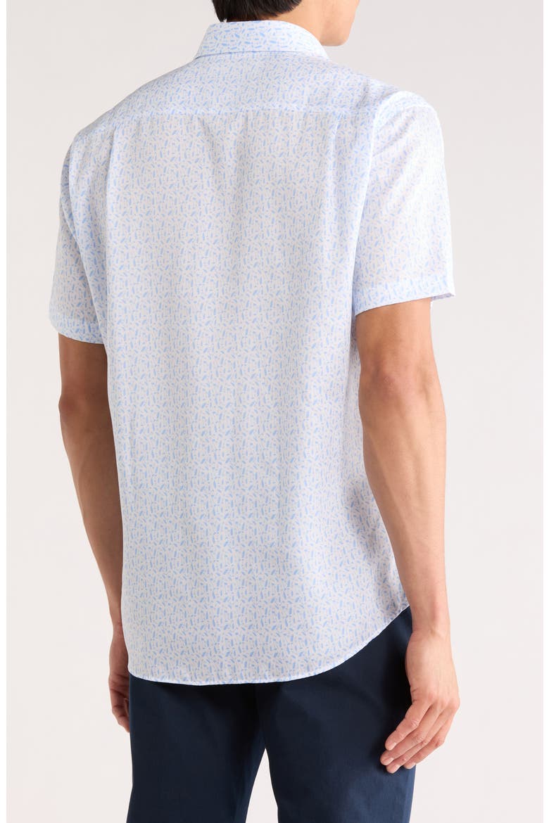 Classic Fit Golf Print Short Sleeve Button-Up Shirt, Alternate, color, WHITE/ SKY