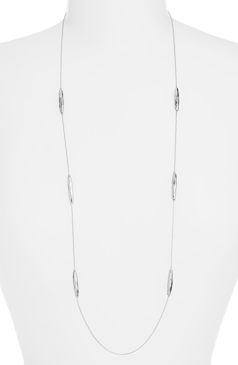 Nordstrom Molten Bead Station Necklace, Alternate, color, Silver
