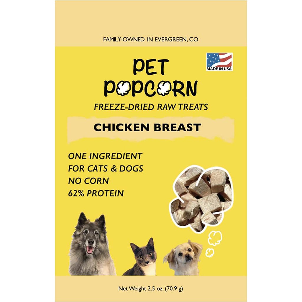 Pet Popcorn Freeze Dried Raw Treats, Chicken Breast, 2.5oz Bag, Pet Snacks in Multicolored  product