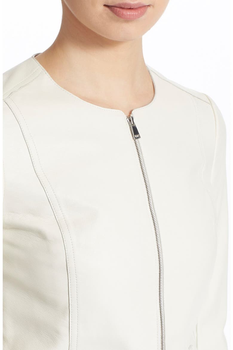 Tailored Leather Jacket, Alternate, color, WINTER WHITE