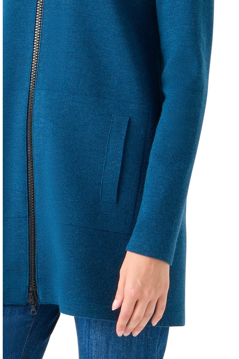 Stretch Virgin Wool Sweater Jacket, Alternate, color, TEAL