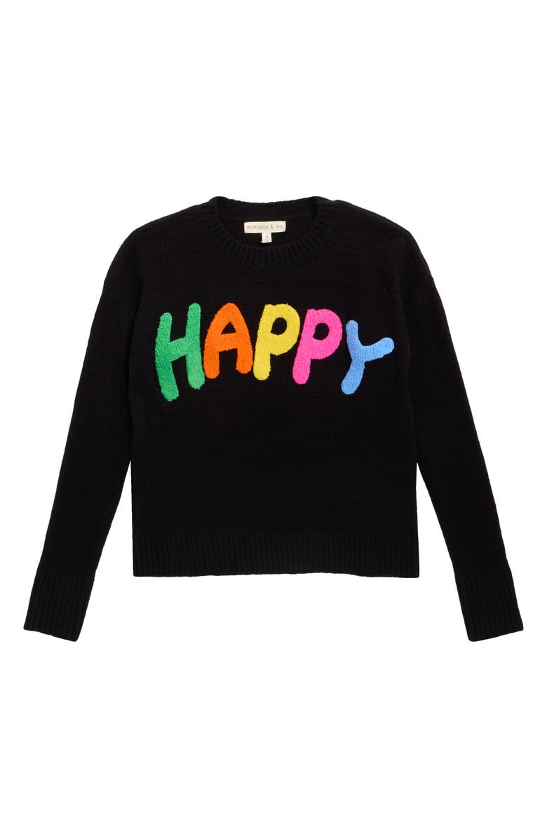MARGAUX AND LEXI Kids' Happy Sweater, Main, color, Black
