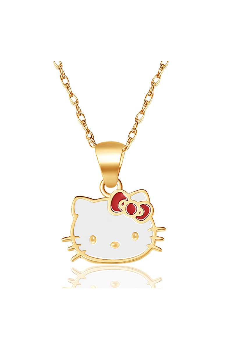 Hello Kitty Sanrio Womens Gold Necklace 18" Official License, 10k Gold Necklace with Enamel Pendant, Main, color, 