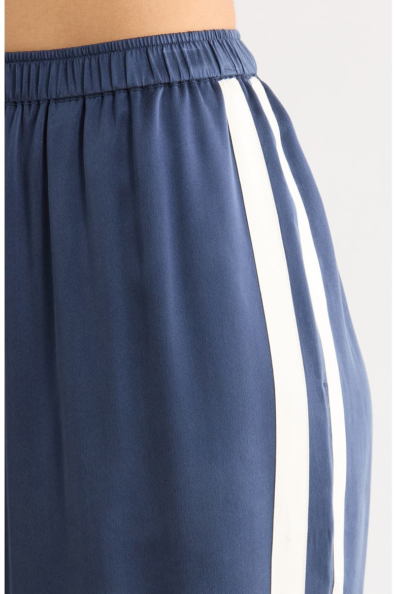 Side Stripe Washable Silk Pajama Pants, Alternate, color, DEEP BLUE/ SOFT IVORY