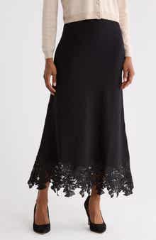 Lace Hem Midi Sweater Skirt