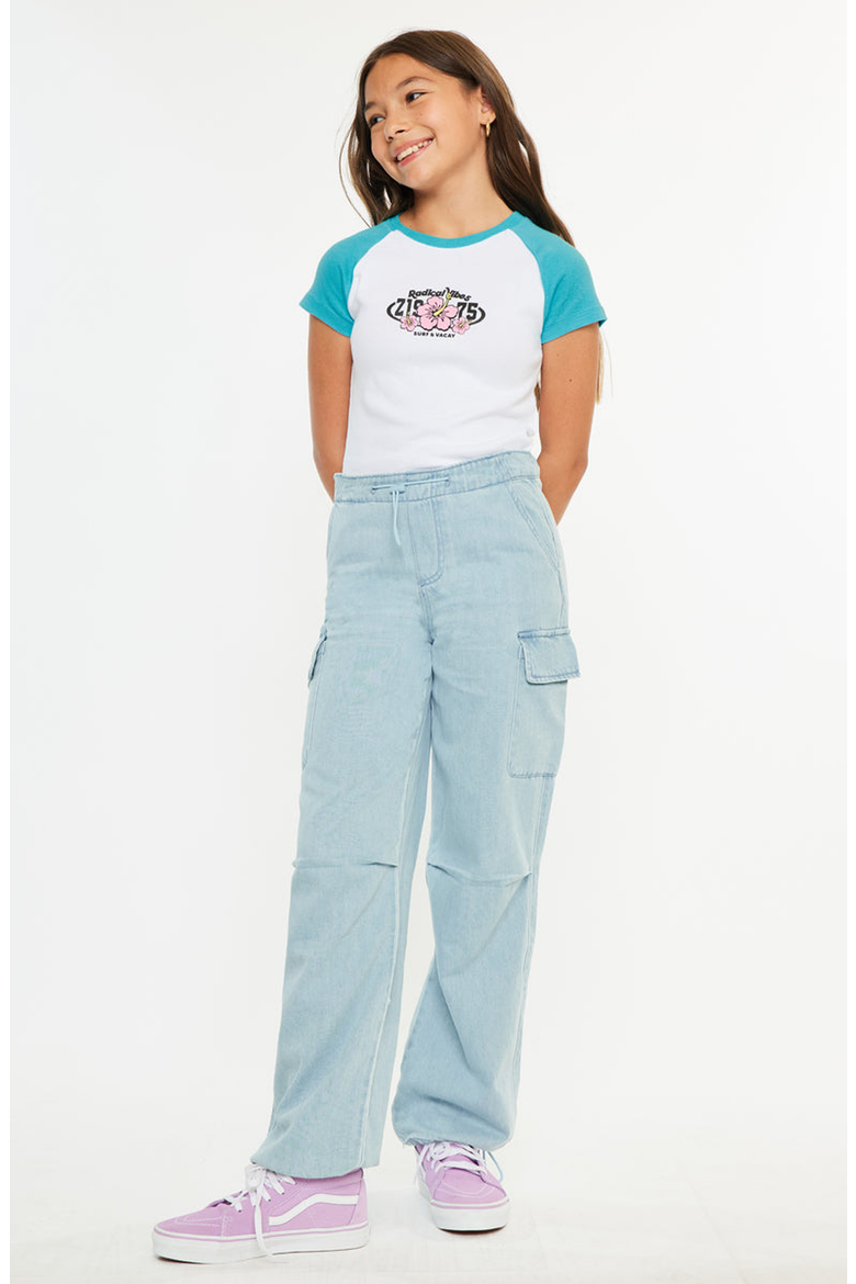 Inez High Rise Relaxed Cargo Pants, Alternate, color, Light Wash