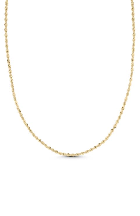 14k Gold 3mm Rope Chain Necklace