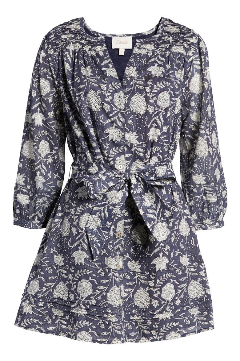 Organic Cotton Minidress, Alternate, color, NAVY BLOCK PRINT