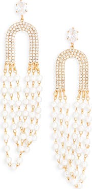 Tasha Crystal & Imitation Pearl Drop Earrings