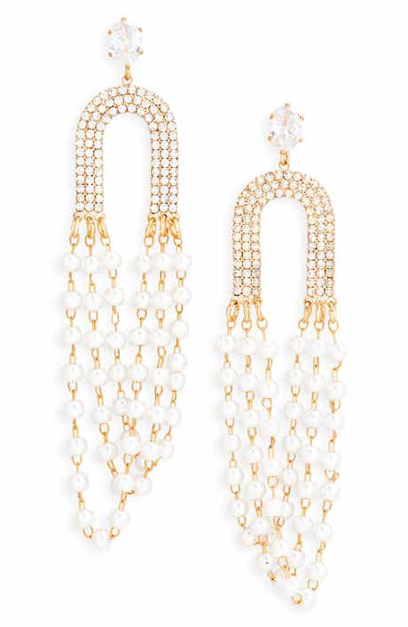 Tasha Crystal & Imitation Pearl Drop Earrings