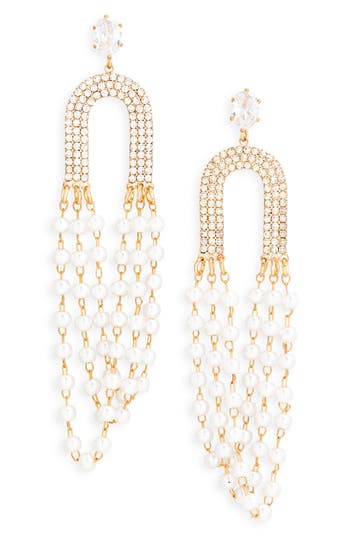 Tasha Crystal & Imitation Pearl Drop Earrings