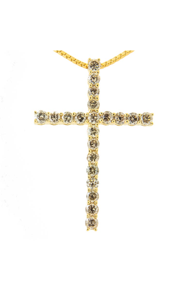 Haus of Brilliance Silver 1.0 Cttw Champagne Diamond Gold Cross Pendant Necklace for Women- 18 inch, Alternate, color, Yellow Gold Over Silver