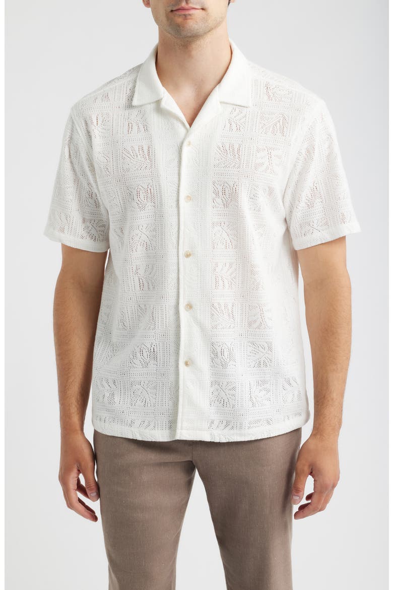 Tile Cabana Camp Shirt, Main, color, NATURAL