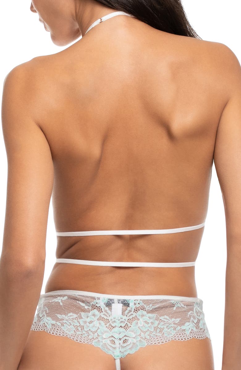 In Bloom by Jonquil Lillie Strappy Lace Thong Teddy, Alternate, color, Ivory