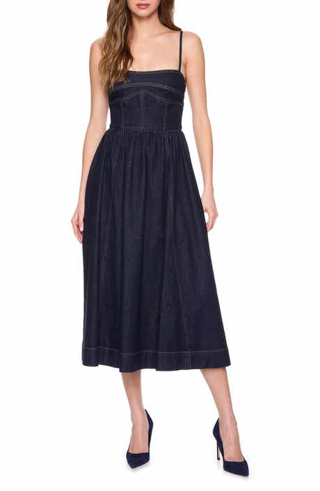 Susana Monaco Corset Denim Midi Dress