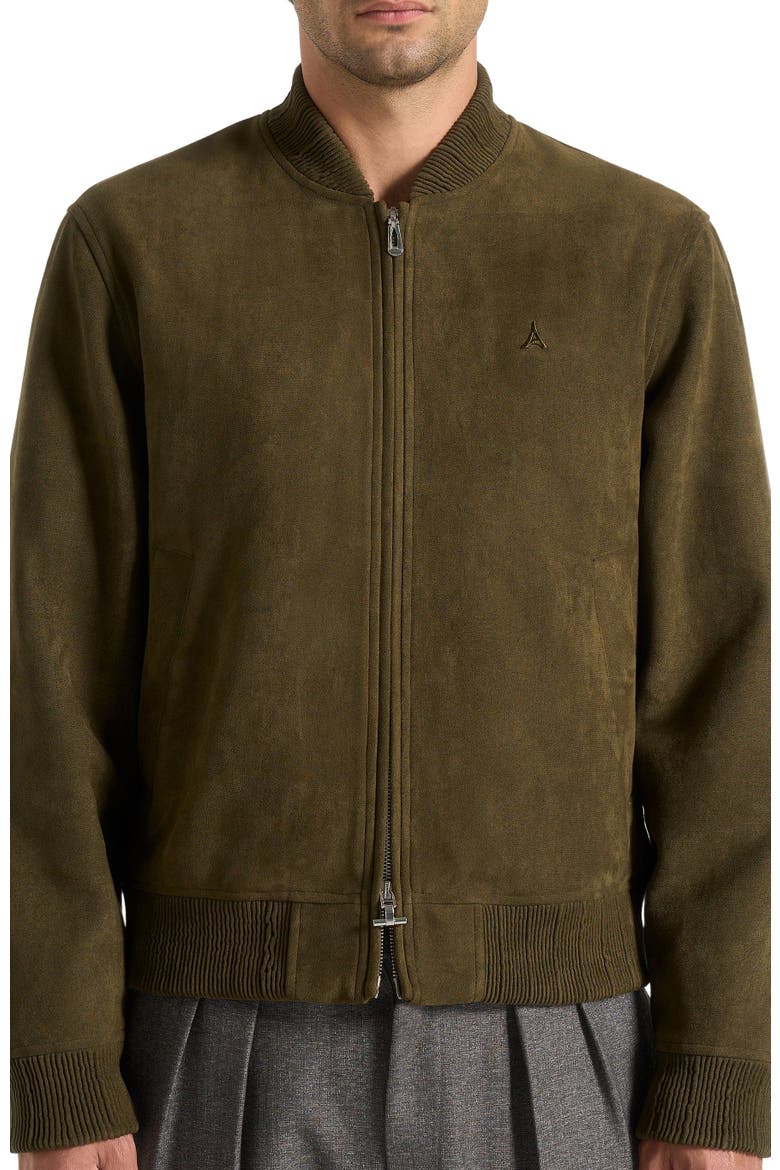 Arsene Suede Bomber Jacket, Alternate, color, Olive