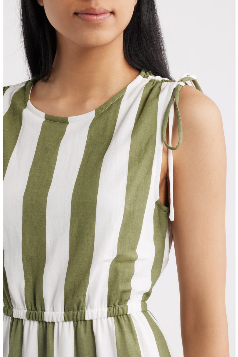 Stripe Sleeveless Midi Dress, Alternate, color, SPHAGNUM/ IVORY STRIPE