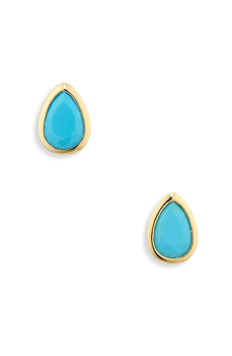 ARGENTO VIVO Turquoise Teardrop Stud Earrings, Main, color, Gold