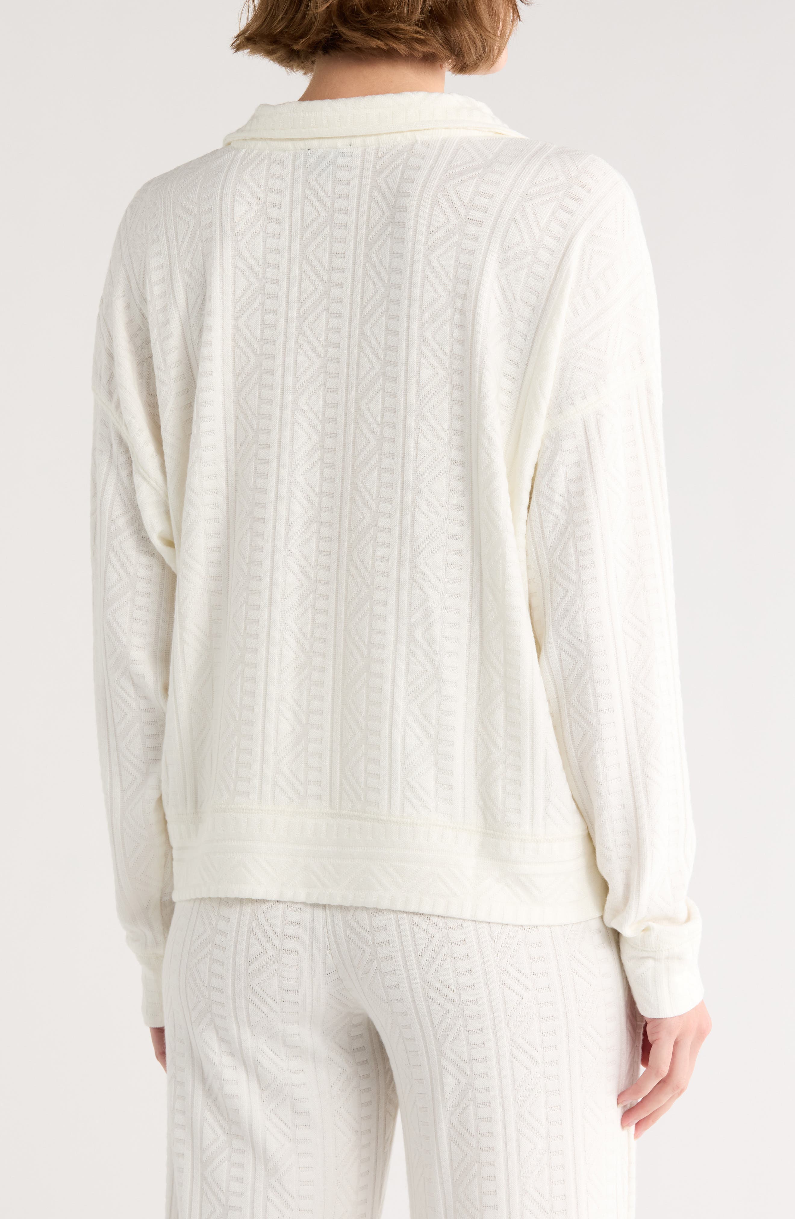 Textured Long Sleeve Sweater Polo - image 2