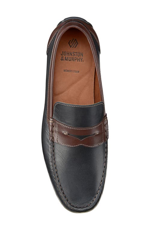Johnston & Murphy Beck Penny Loafer In Black/mahogany Full Grain