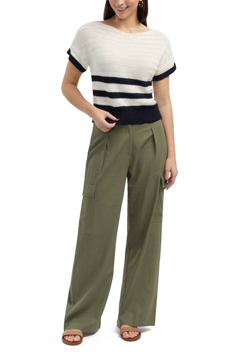 Wide Leg Linen Blend Cargo Pants, Main, color, LIGHT OLIVE