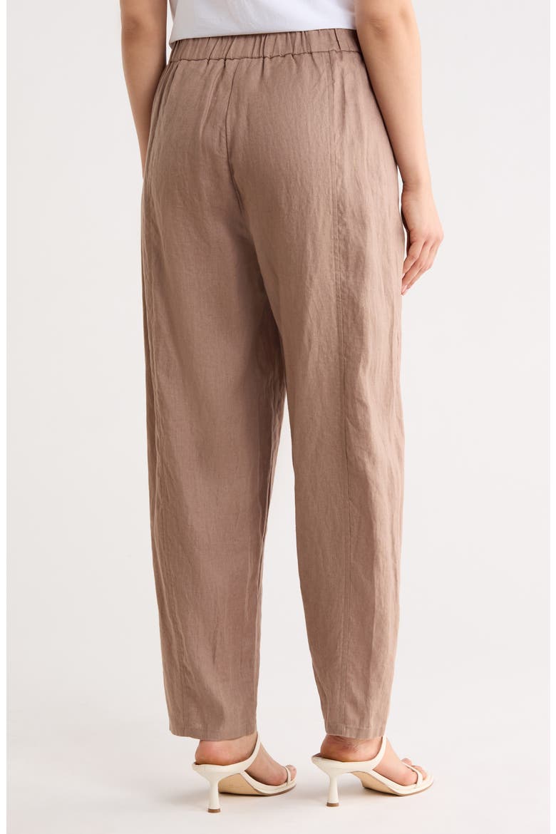 Pleated Organic Linen Lantern Pants, Alternate, color, COCOA