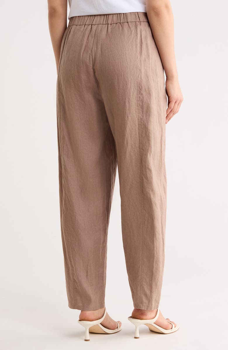 Eileen Fisher Pleated Organic Linen Lantern Pants, Alternate, color, Cocoa