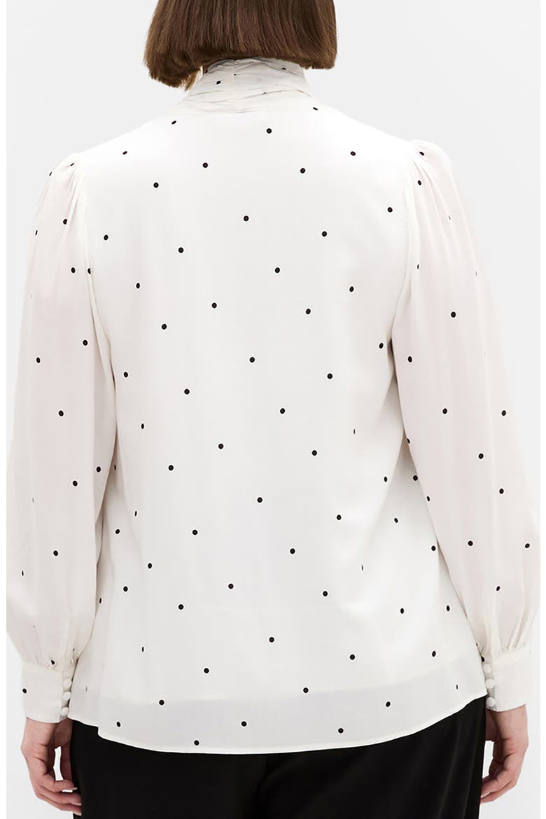 Kensie Tie Neck Blouse, Alternate, color, BLACK SPOT