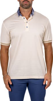 Maceoo Marthyr Textured Contrast Collar Cotton Polo