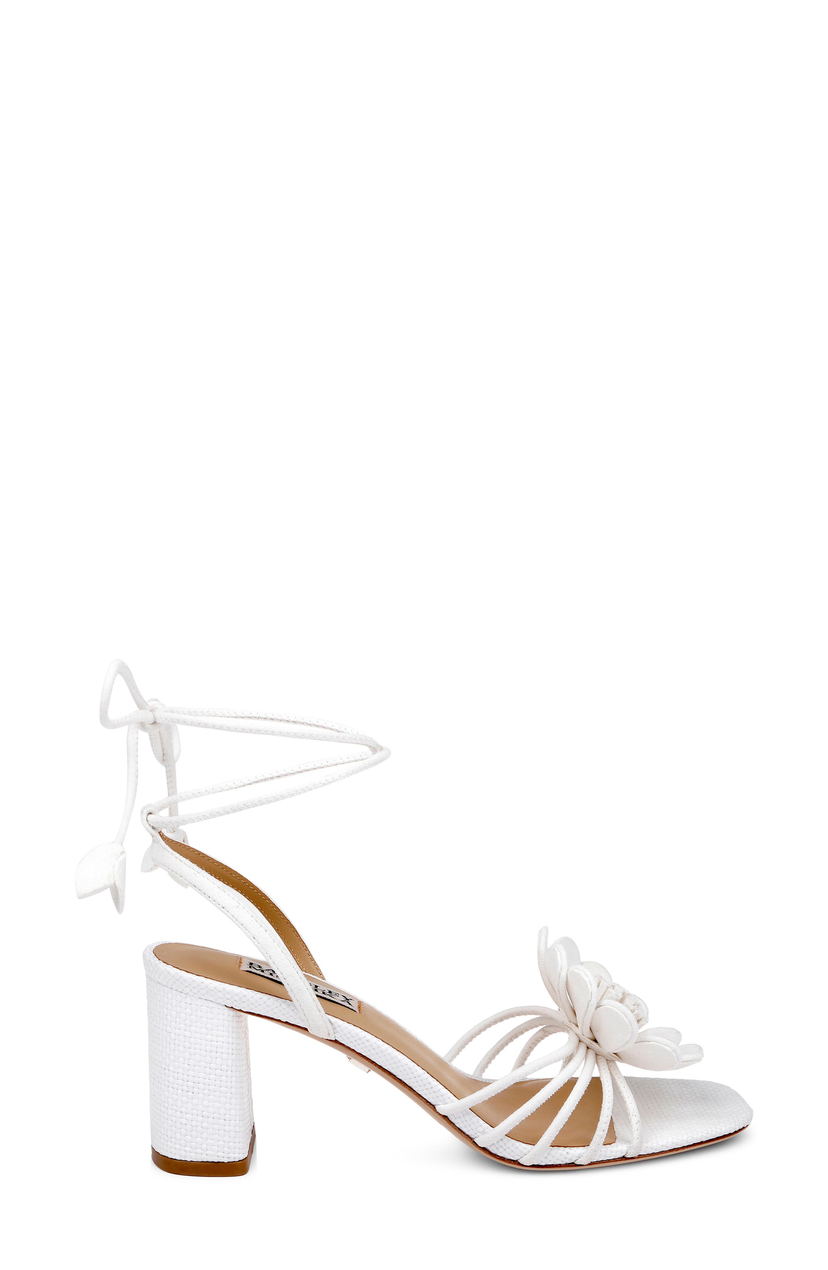 Badgley Mischka Collection Wallflower Ankle Wrap Sandal, Alternate, color, White Suede