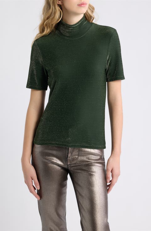 The Luster Mock Neck Short Sleeve Top