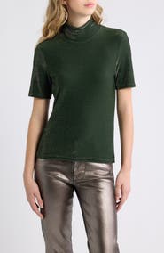 FRAME The Luster Mock Neck Short Sleeve Top