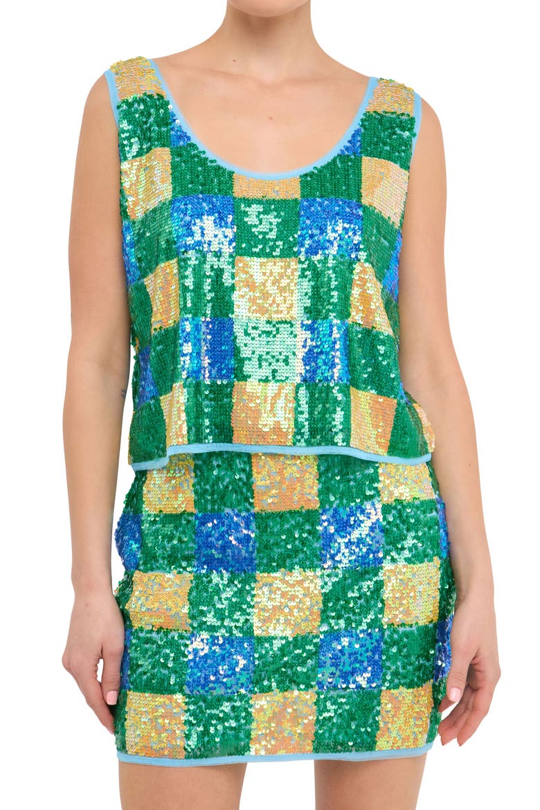 Sequin Check Tank, Main, color, BLUE MULTI