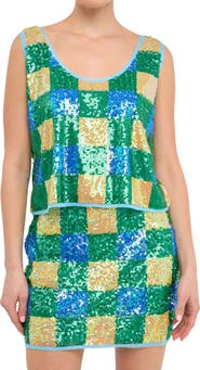 Endless Rose Sequin Check Tank