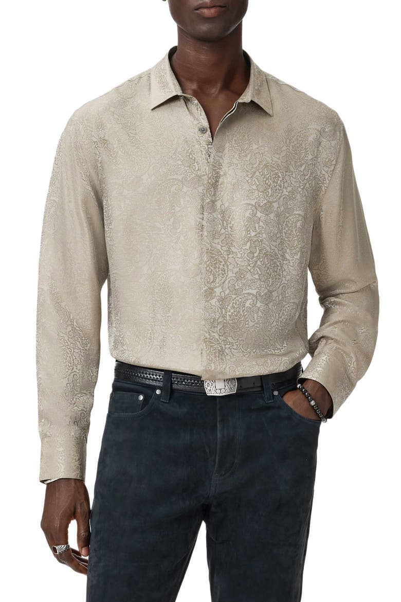 Vito Paisley Jacquard Button-Up Shirt, Main, color, HAZE GREY